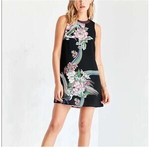 Ecote Floral Bird Backless Keyhole Mini Dress Urban Outfitters